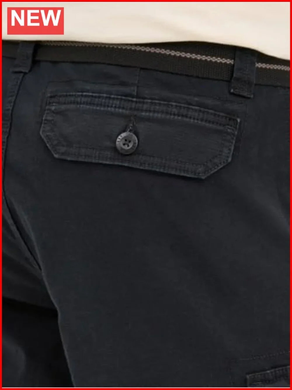 Men's Loose Fit Cargo Shorts with Belt 9 Pockets Cotton Blend